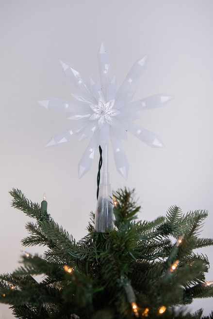 9” Frosted White Snowflake Tree Topper