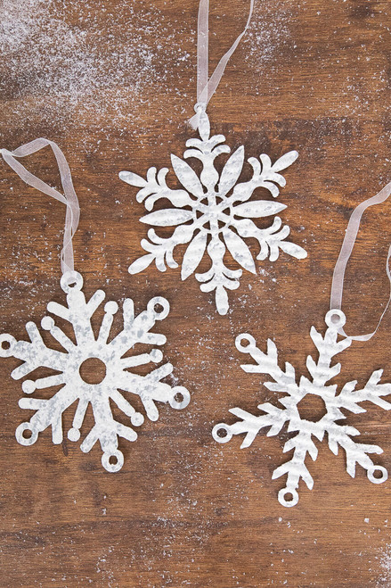 7.75” Holiday Metal Snowflake Ornaments