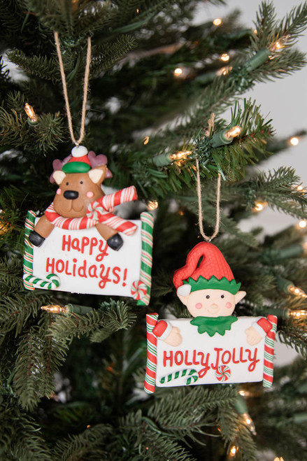 3.75” Clay Dough Holiday Sign Ornament