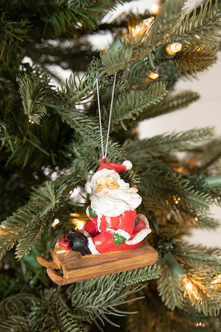 3” Resin Vintage Santa In Sled