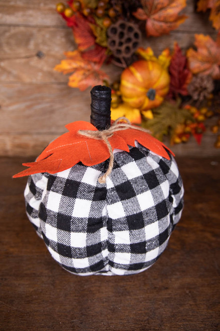 10” Large Plush Buffalo Check Pumpkin