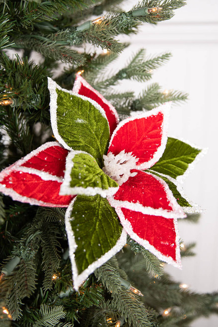 22” Red and Green Poinsettia Stem