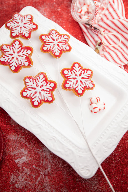 Iced Red and White gingerbread Snowflake Spray