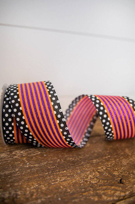 Polka Dots and Stripes Halloween Ribbon