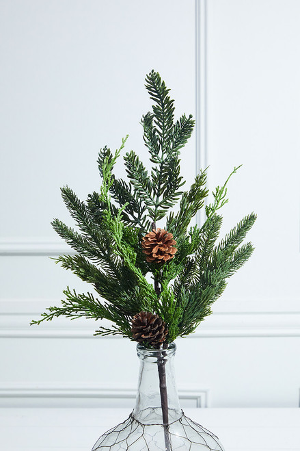24” Real Touch Cedar Spruce Cone Christmas Tree Spray upright