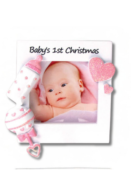 4" Baby Girl's 1st Christmas Customizable Ornament