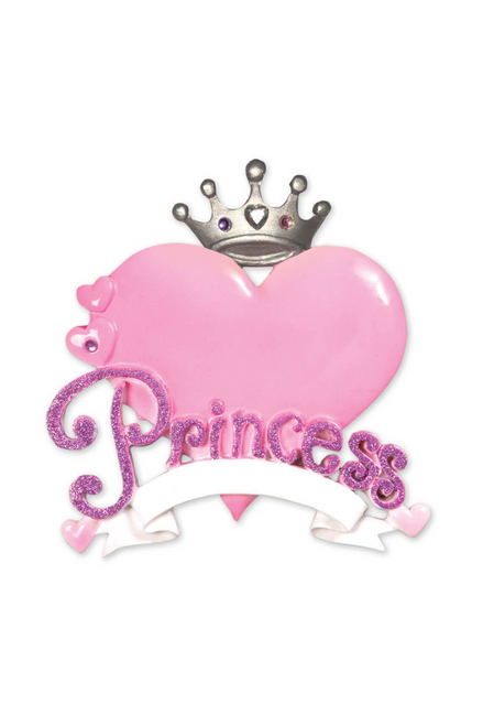 4" Princess Heart Customizable Ornament
