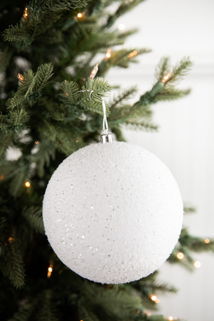 6” Frosted White Snowball Ornament