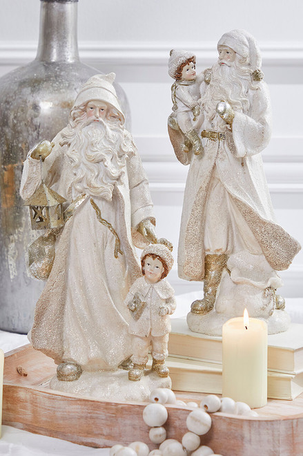 14” Resin Frosted Santa with Children