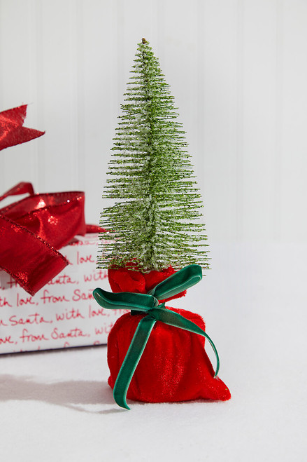 10” Glitter Tree In Felt Gift Sack