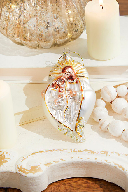 5” Glass & Sequins Holy Family Ornament