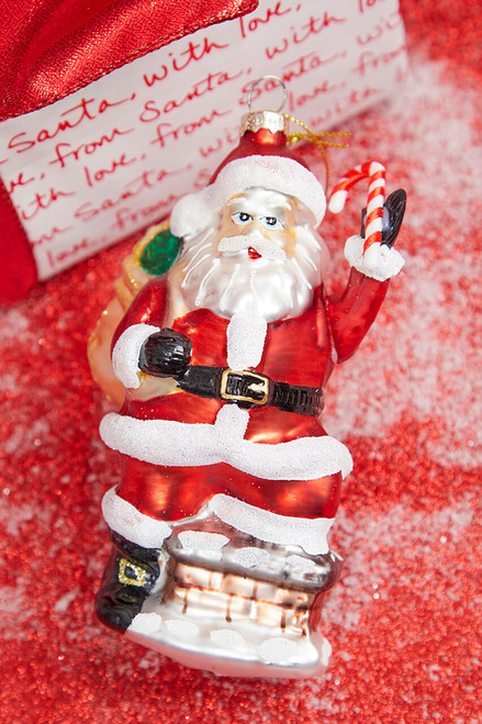 Santa with Candy Cane in Chimney