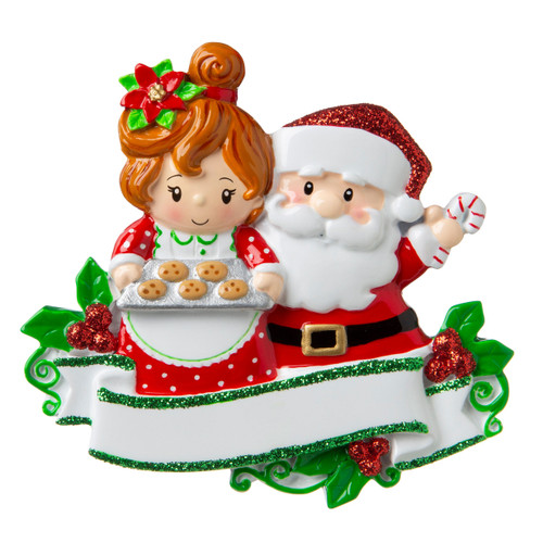 Christmas Baking with Mr. And Mrs. Claus Customizable Ornament