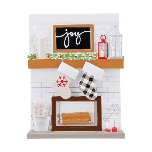 Fireplace Mantle Family of 2 Customizable Ornament