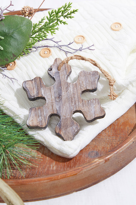 5.7” Wooden Snowflake Ornament