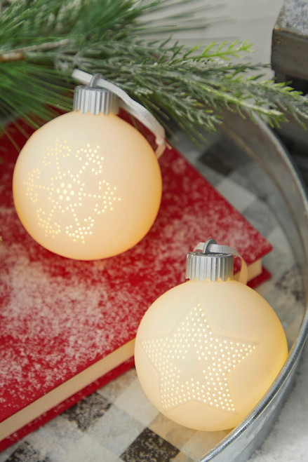 4” Lighted Ceramic Ball Ornament