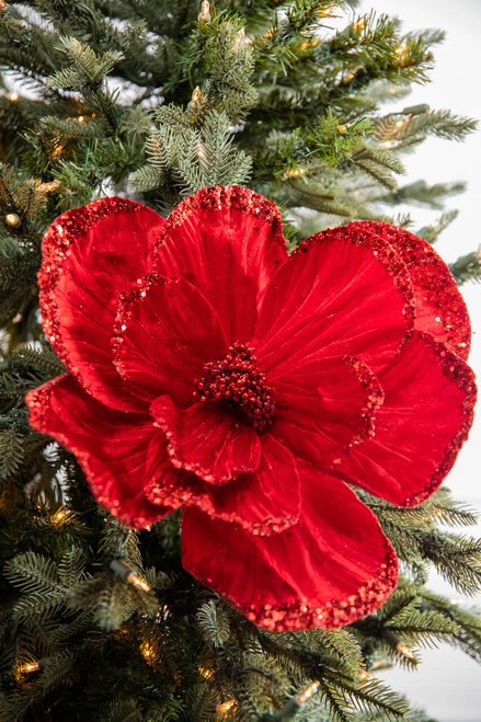 22” Red Velvet Magnolia Flower Stem