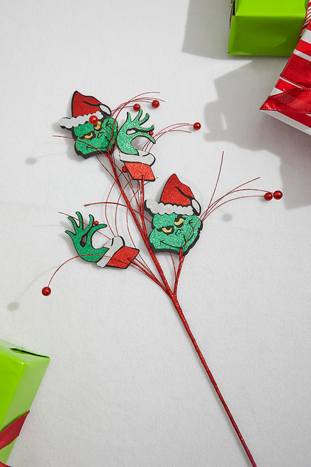 30" Red & Green Glitter Grinch Spray