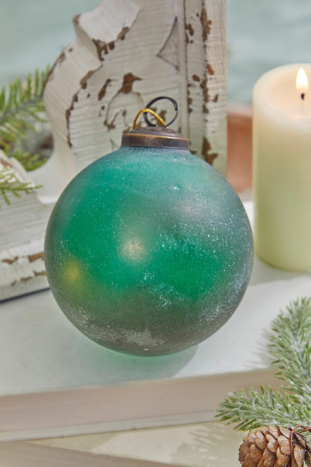 Frosted Emerald Glass Ornament