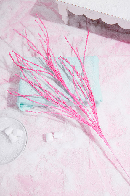 30” Pink Glitter Twig Spray
