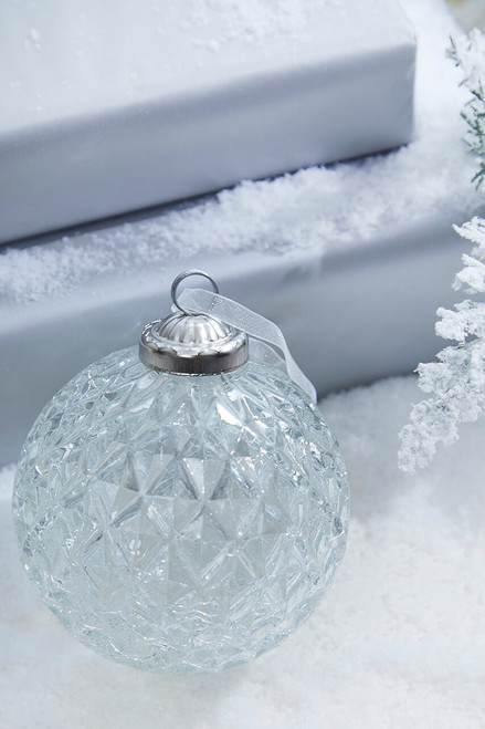 4” Crystal Cut Glass Ball Ornament