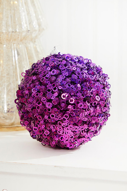 4.5" Purple Glamour Sequin Ball Ornament