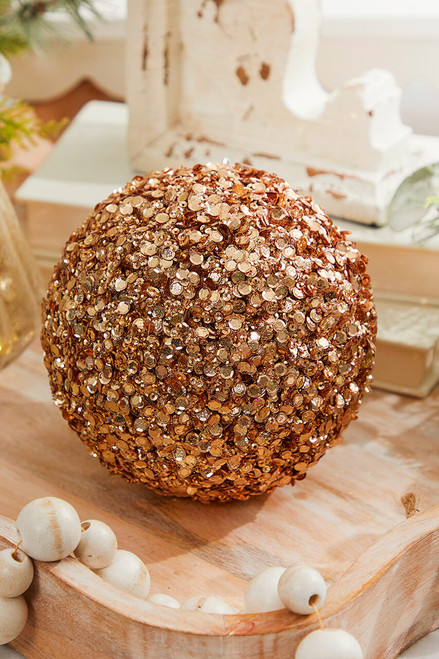 5" Rose Gold Sequins Acrylic Jewel Ball Ornament