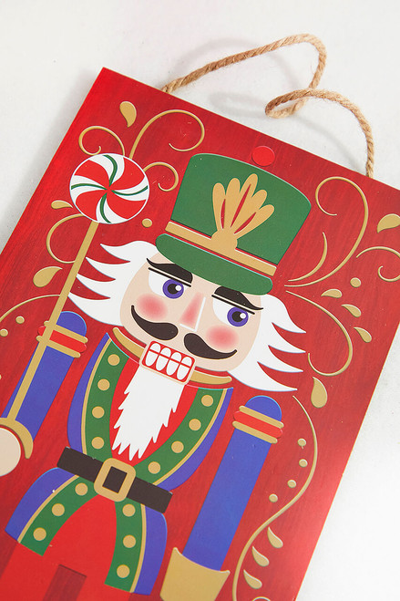 12" Red Blue Green Nutcracker With Candy Sign