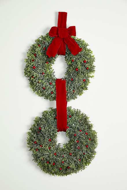 31” Frost Berry Boxwood Double Wreath