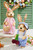 12.5" Pink and Blue Easter Bunnies With Eggs