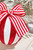 4" Peppermint Stripe Ball with Bow Ornament - Close Up