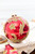 4" - 6" Red & Gold Beaded Scroll Glass Ornament - Ball Option