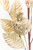 24" Metallic Gold Pomegranate Leaf Spray - Close-Up