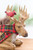 6.5" - 9" Moose with Cardinal & Plaid Scarf - Laying Detail