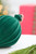 6" Green Flocked Finial Ball Ornament - Close-Up
