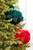 10" Red Velvet with Sequin Bow Ornament Outdoor with 10" Green Velvet with Sequin Bow Ornament