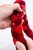 66" Red Velvet Sequin Braided Roping - Close-Up