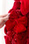 40" Red Velvet Sequin Bow Potted Cone Topiary Outdoor Bow Detail