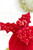 6" Red Velvet Sequin Velvet Ball with Holly Ornament Close Up