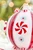 5" Red, White & Mint Blue Peppermint Glass Ball Ornament - Close-Up