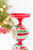 10" Red & Green Reflector Glass Candle Holder - Red Close-Up