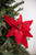 Velvet Sequin Stripe Poinsettia Stem Christmas Tree Flower