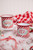 Red & White Striped Enamel Campfire Mugs- Elf & Santa