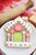 Clay Dough Gingerbread House Red Candy with Green Door Ornament