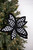 21” Black and White Plaid Poinsettia Stem with Black Berries Cranberry Christmas Flowers