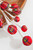 26" Red Plaid Holiday Ornament Spray Close up