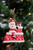 4” Clay Santa on Rooftop Ornament Santa on left with gift