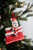 4” Clay Santa on Rooftop Ornament Santa on right