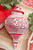 10" White Red Matt Metallic Finial Ornament