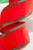 4” x 5 Yard Red & Green Piping Velvet Metallic Dupion Ribbon Close Up